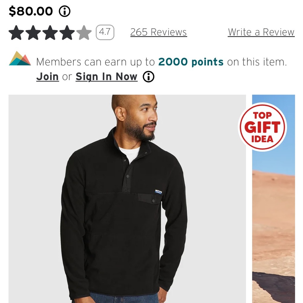 Eddie Bauer Button Up Sweatshirt Black Large